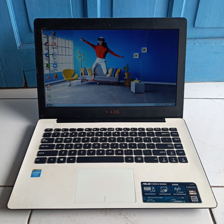 Asus X453M Warna Putih Laptop Second Bekas Murah HDD 500GB RAM 2GB Intel Slim Tipis Zoom Webcam HDMI