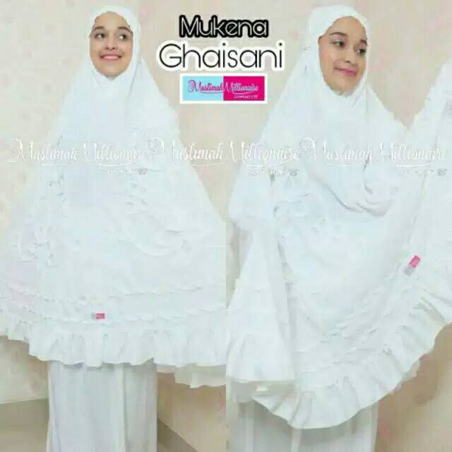 MUKENA DEWASA GHAISANI MUKENA PUTIH POLOS BAHAN SATIN