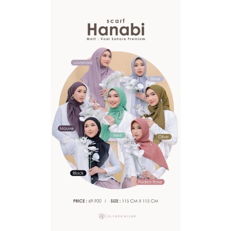 ✅READY SCARF HANABI ALFASA HIJAB,HIJAB SEGIEMPAT,VOAL