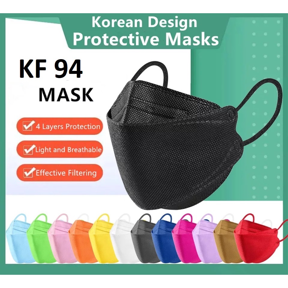 MASKER KF94 ISI 10PCS 4ply MEDIS KF 94 10 PCS KOREA EVO WARNA WARNI LILAC HITAM PUTIH COKLAT KUNING MERAH ABU BIRU HIJAU ORANGE PINK UNGU NAVY MAROON MATCHA NUDE ARMY NUDE GOLD PASTEL KN95 KN 95