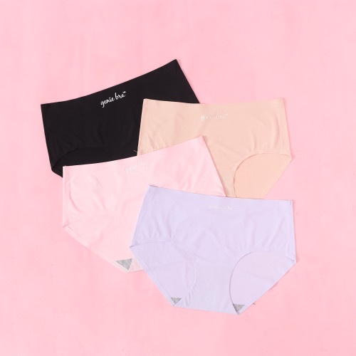 [4 pcs] Genie Seamless Panties Celana Dalam Underwear Wanita 1 Box Isi 4 Pcs Warna Cream Hitam Pink Ungu