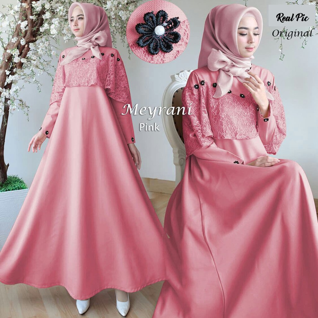 35 Trend Terbaru Model Gamis Brokat Warna  Dusty  Pink  My 