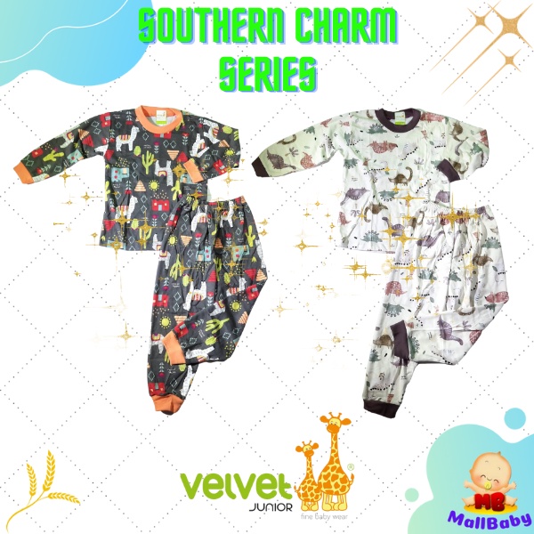 Velvet Junior Size 45678910 Piyama Bayi Velvet Baju Bayi Velvet Panjang Ukuran Besar