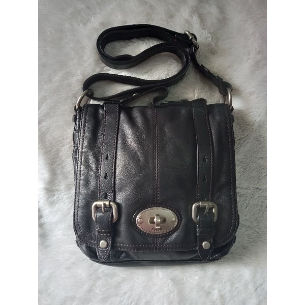 tas fossil maddox flap messeger black preloved