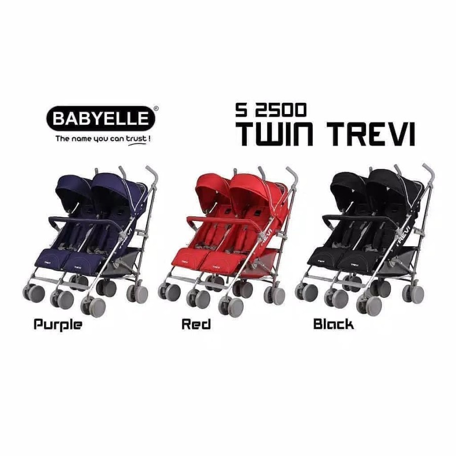 Baby Elle Twin Trevi S-2500 / Stroller Kembar / Stroller Twin / Kereta Dorong Bayi Kembar - Purple