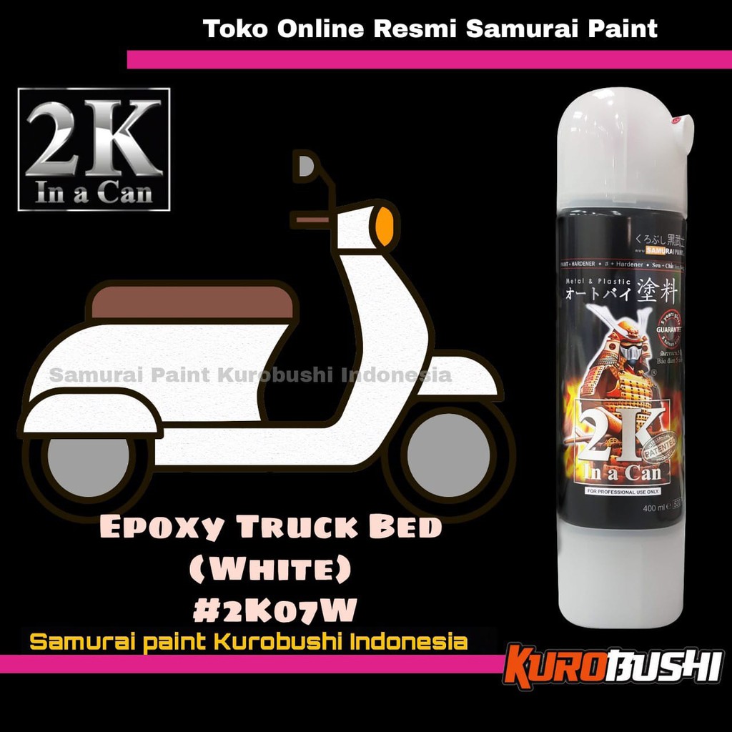 Samurai Paint EPOXY TRUCK BED 2K07W Epoksi Putih Truck Bak Mobil 2K Cat Semprot Aerosol Samurai