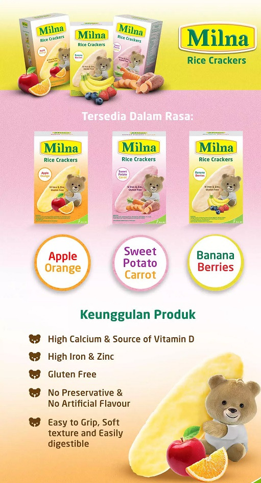 Milna Biskuit Bayi Rice Cracker 5x4 G Milna Rice Crackers