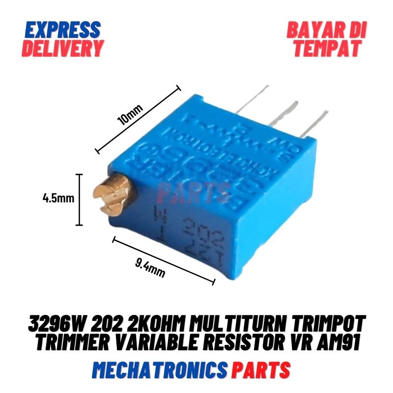 [PAS-9394] 3296W 202 2KOHM MULTITURN TRIMPOT TRIMMER VARIABLE RESISTOR VR AM91