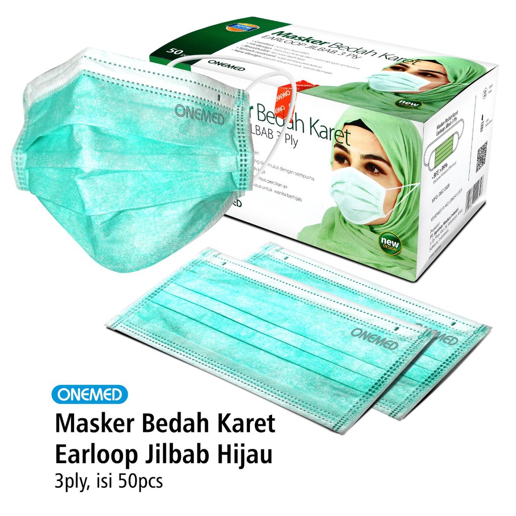 Masker Jilbab Green OneMed box 50pcs OJB