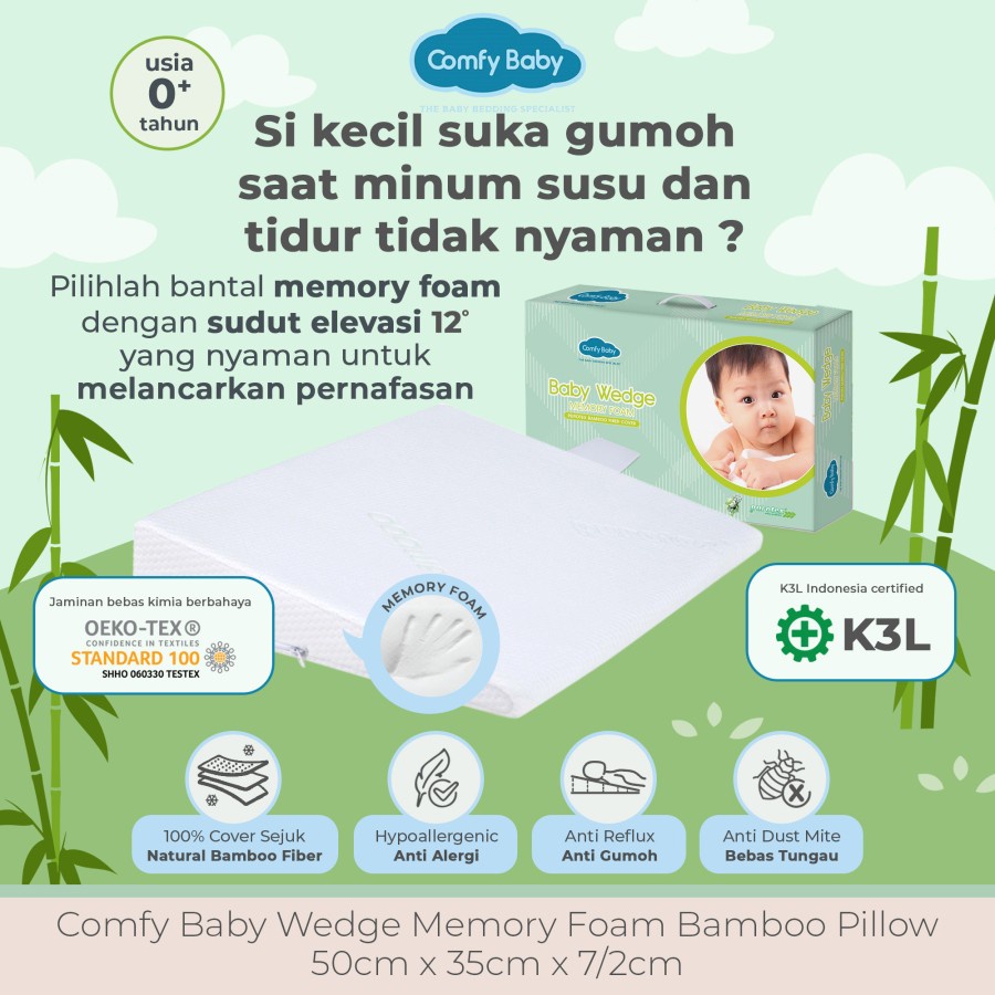 Comfy Baby Wedge Memory Foam Bamboo Pillow