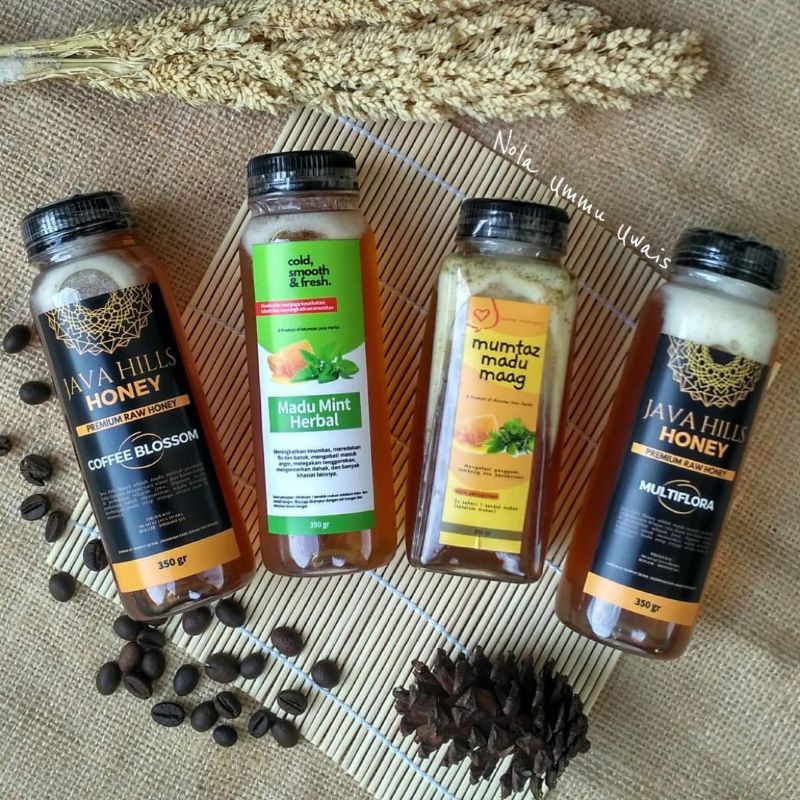 

Madu Murni Asli 100% Premium Raw Honey Grade A Super 350 Gram Java Hills Honey Varian Nektar Bunga Multiflora Coffee Akasia Rambutan