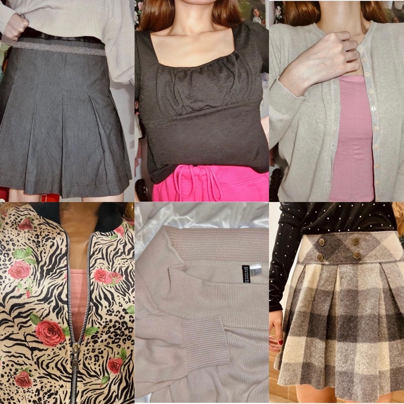 mini skirt, rok wanita, crop top, sweater rajut h&m, cardigan coklat susu, jaket bomber wanita, moti