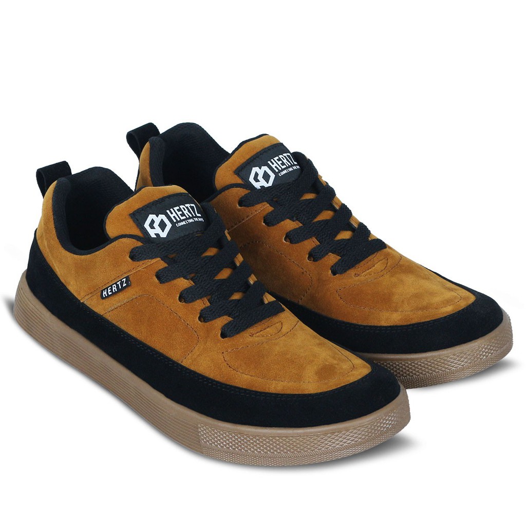 Sepatu Sneaker Pria Terbaru H 2841 Brand Hertz Sepatu Kets Sepatu Sekolah Warna Hitam Tan