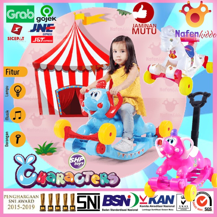 Mainan anak odong odong - mobilan dorong gajah kuda kudaan Shp