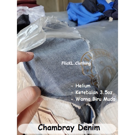 Bahan Kain Jeans Denim 4.5oz Katun Denim 3.5oz Chambray 4.5oz Chambray 3.5oz Denim 8oz Jeans 8oz Chambray 8oz Paris Helium Tx0135