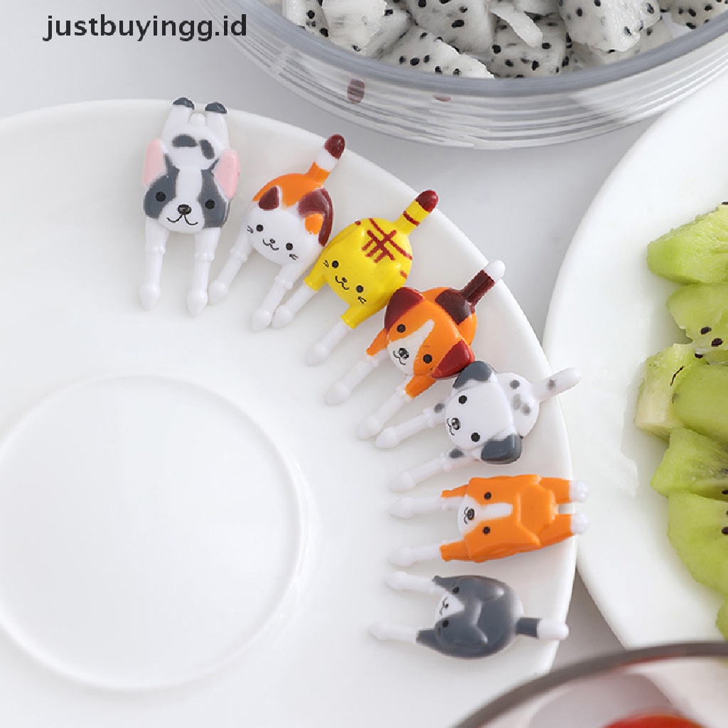 7pcs / Set Garpu Buah / Snack Mini Desain Kartun Hewan Untuk Anak