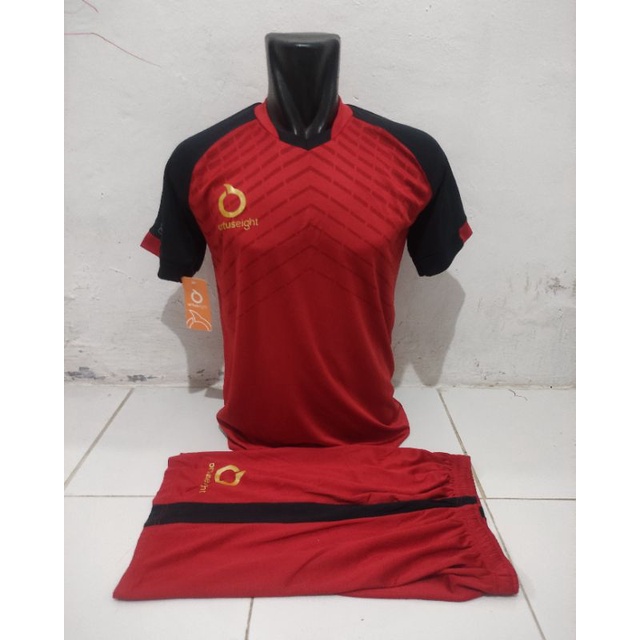 [ COD J&T ] MERAH HITAM KOSTUM FUTSAL JERSEY KAOS BAJU BOLA SETELAN