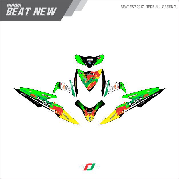 Decal Sticker Motor Honda BEAT NEW / STREET - REDBULL  GREEN