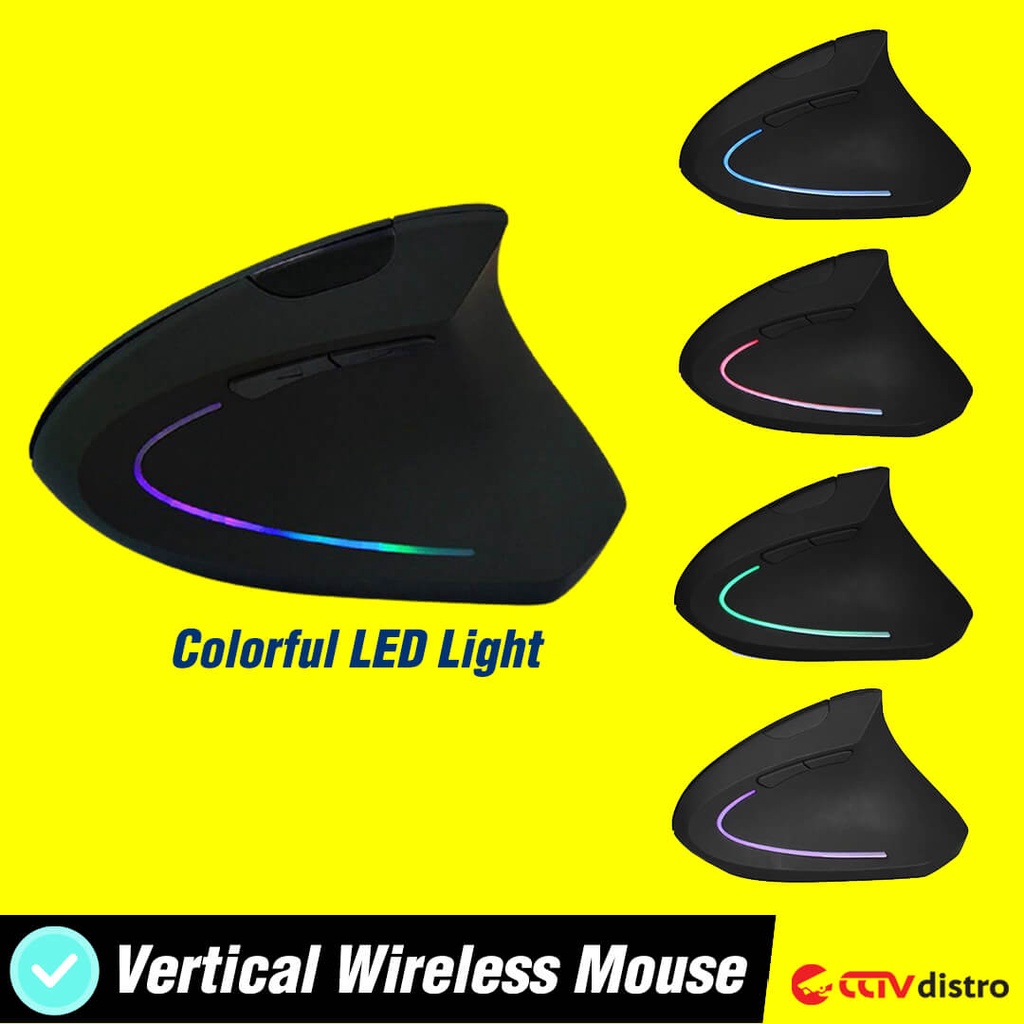 V106 Mouse Wireless Vertical Laptop Komputer Gaming RGB Led Ergonomic Mose Wireles Garansi 1 Bulan