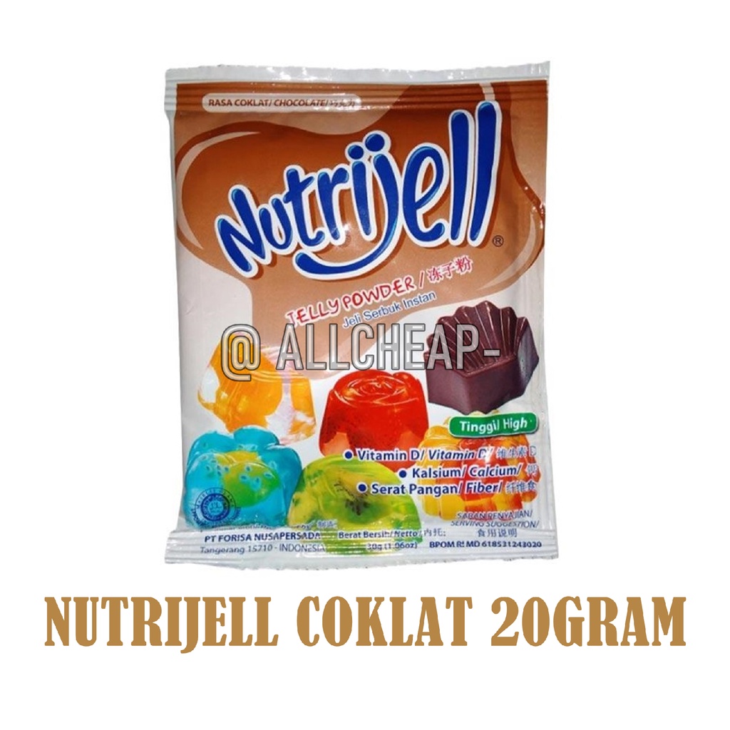 PROMO SHOPEE TERMURAH Nutrijell agar&quot; Jelly Powder Nutrijel ekonomis Rasa coklat chocolate 20 gr