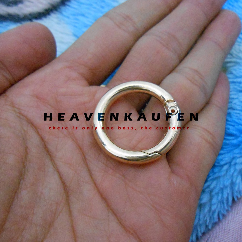 Ring Bulat Tas Model Buka - Tutup Warna Gold Muda Diameter 2 cm Tebal 4 mm