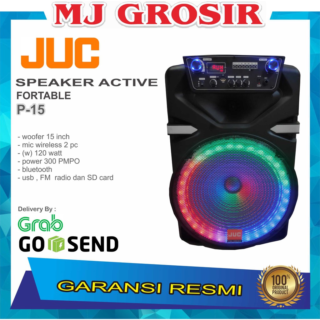 PROMO JUC SPEAKER AUDIO P-15 SUPER BASS USB BLUETOOTH PORTABLE