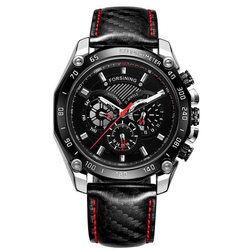 

FORSINING Jam Tangan Sport Mekanik Dial 3 Subdial dengan Strap Kulit