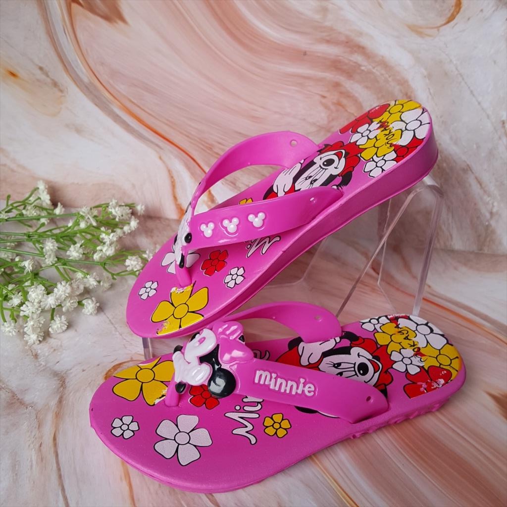 Sandal Jepit Anak Cewek eva Motif Minnie Lucu cantik Import Mokaya / size 30-35 (328-341)