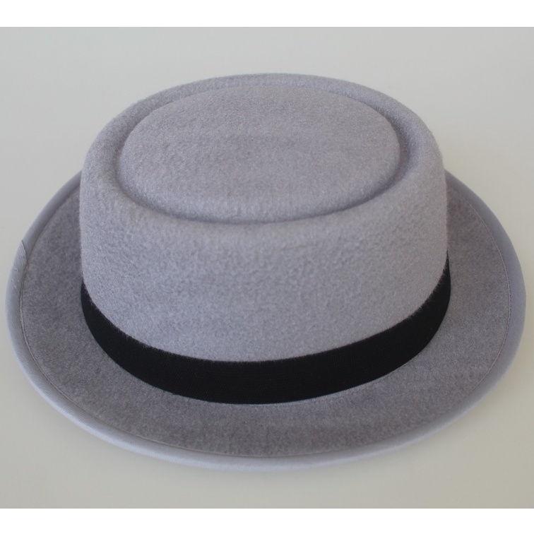 Topi Fedora Porkpie Pria dan Wanita Dewasa All Size Original Warna Abu Muda Fedora Hat Light Grey