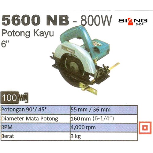 Makita 5600 NB / 5600NB Mesin Gergaji Circular 6-1/4&quot;