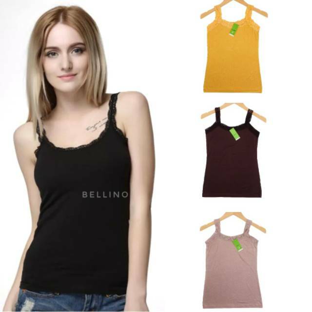 Tanktop Dalaman Wanita Renda / Camisol Singlet Wanita Renda Super Soft All Size