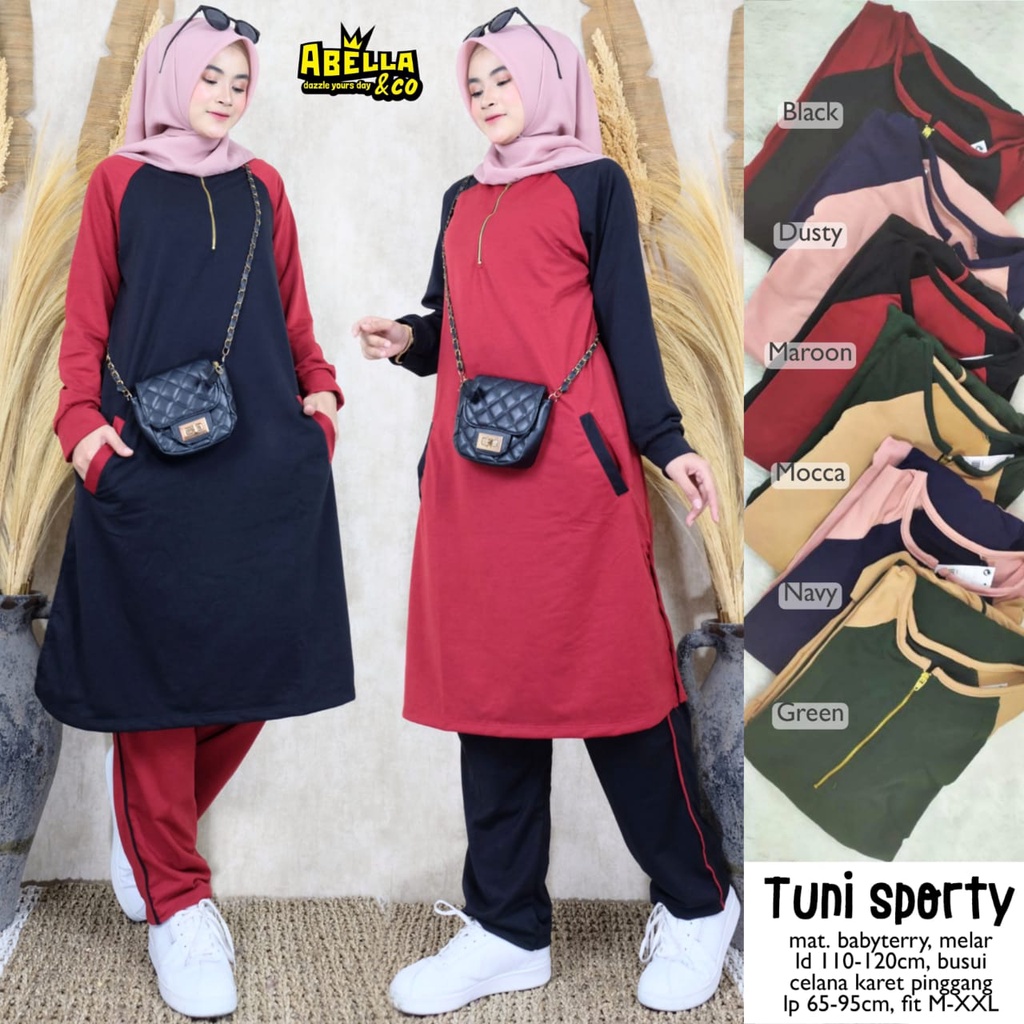 TUNI SETELAN SPORTY / 25.9 / BAHAN BABYTERRY / LD 110-120 CM / ALLSIZE FIT M-XXL / ABELLA