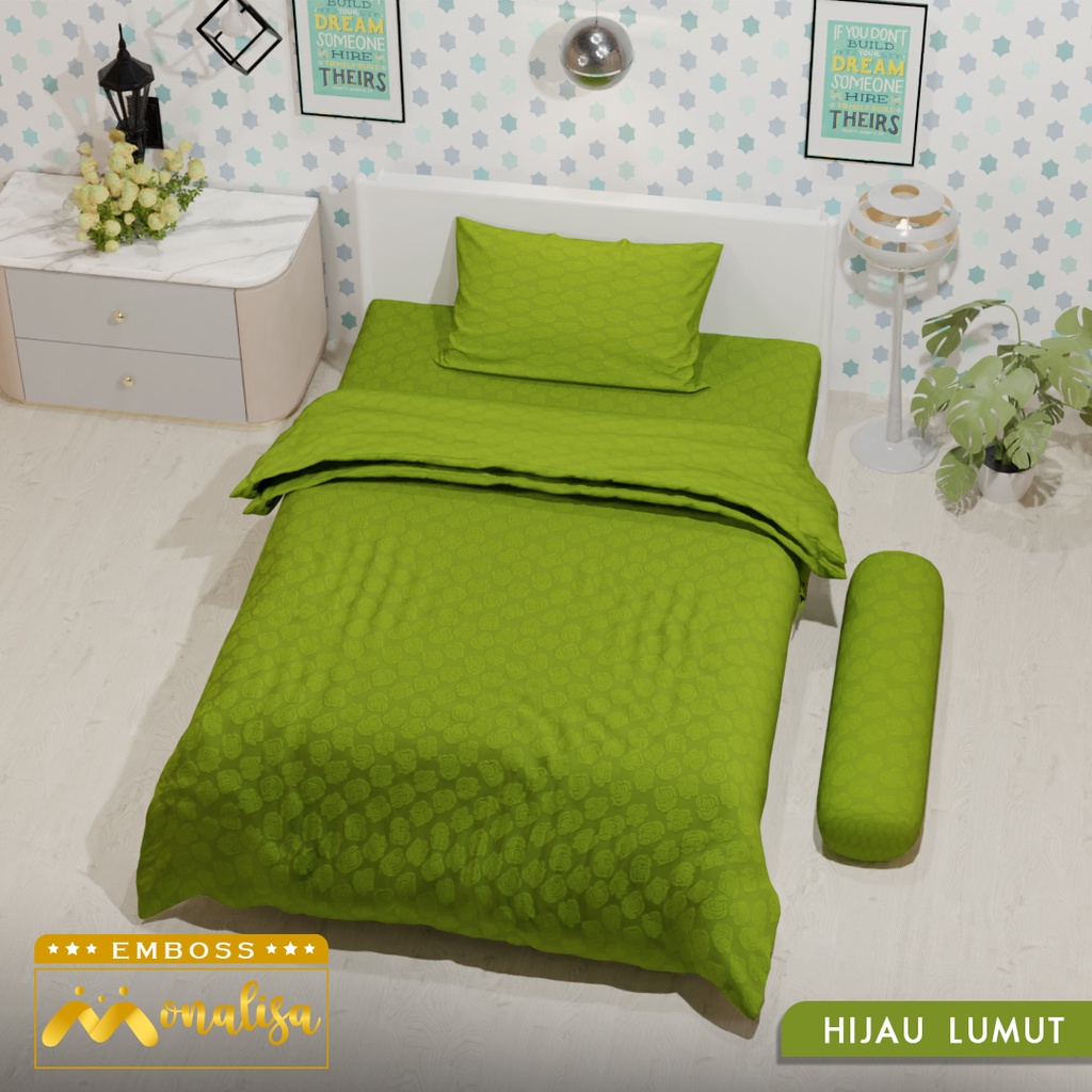 Monalisa Emboss BedCover SET Sprei Uk 100/120 - Hijau Lumut