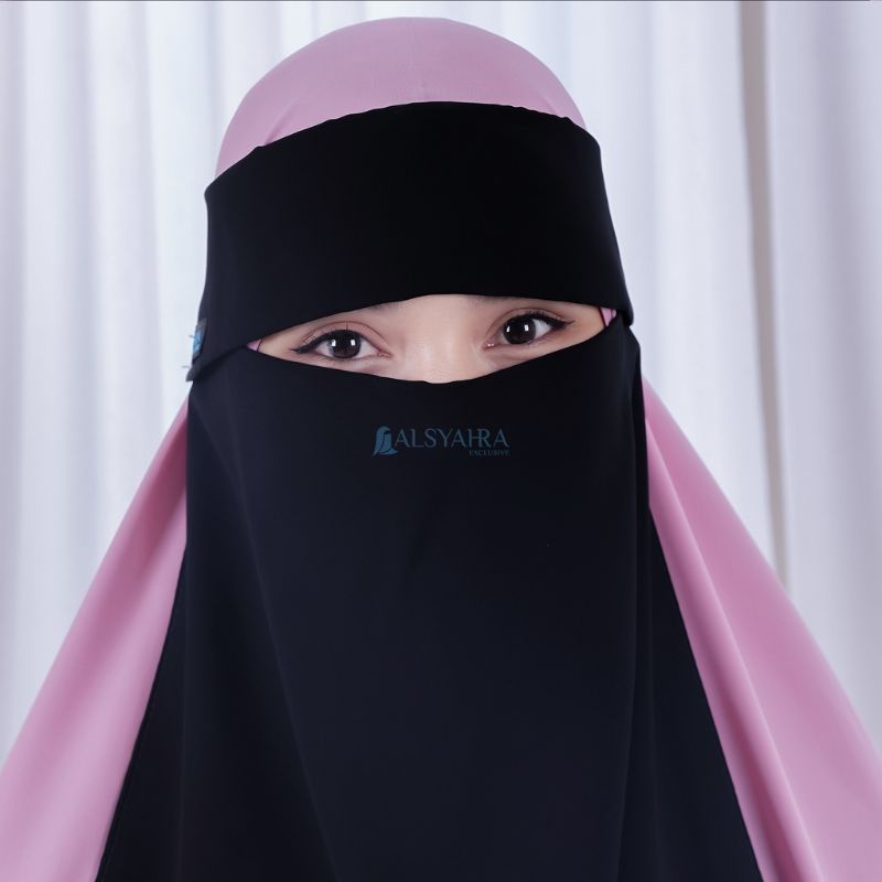 Niqab Poni Mediterania Sifon Silk Jetblack Alsyahra Exclusive