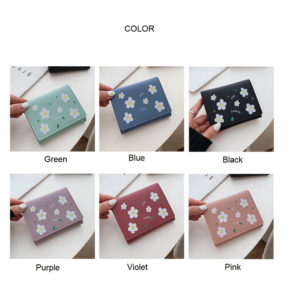 W10 Dompet Wanita Mini Perempuan Cewek Motif Bunga Lucu Kantong Koin Kartu Uang Foto Klip Women Wallet Kulit PU Leather Hitam Lipat Kecil Panjang Miniso Korea Pria Cowok Laki Laki Cowo Import Premium Murah Tas Dompet Wanita Import Cewe Cantik Lipat Bagus