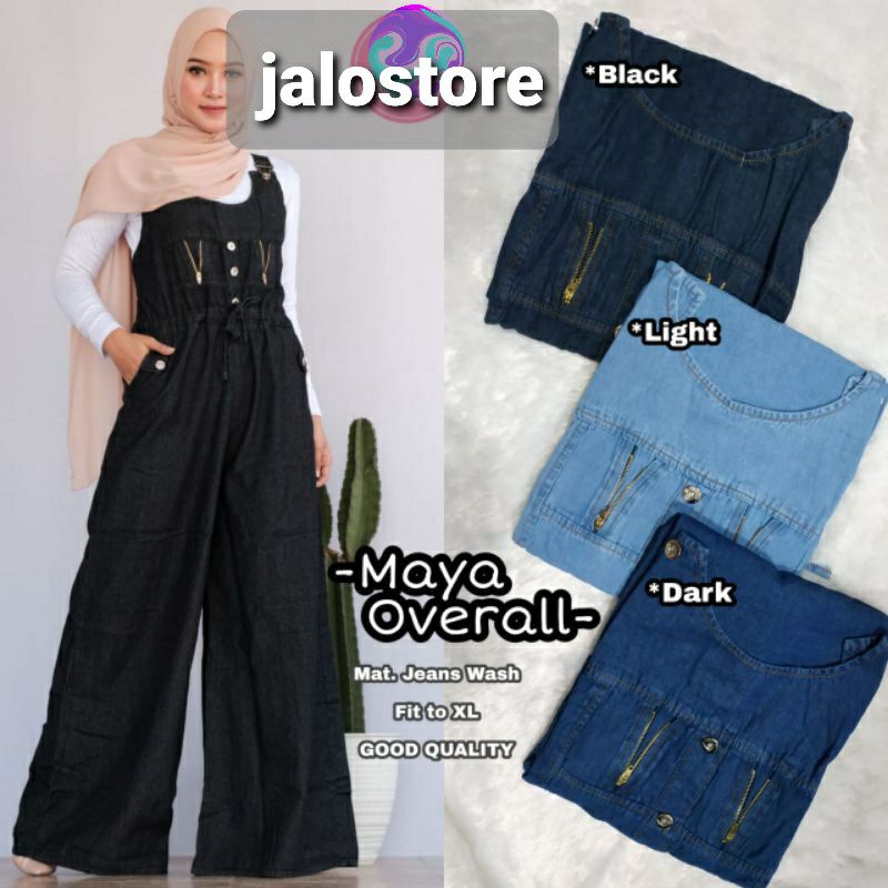 Denna Jumpsuit Overall Celana Kodok Jeans Denim Fashion Pakaian Wanita Hijab Korea Style Jumbo Panja