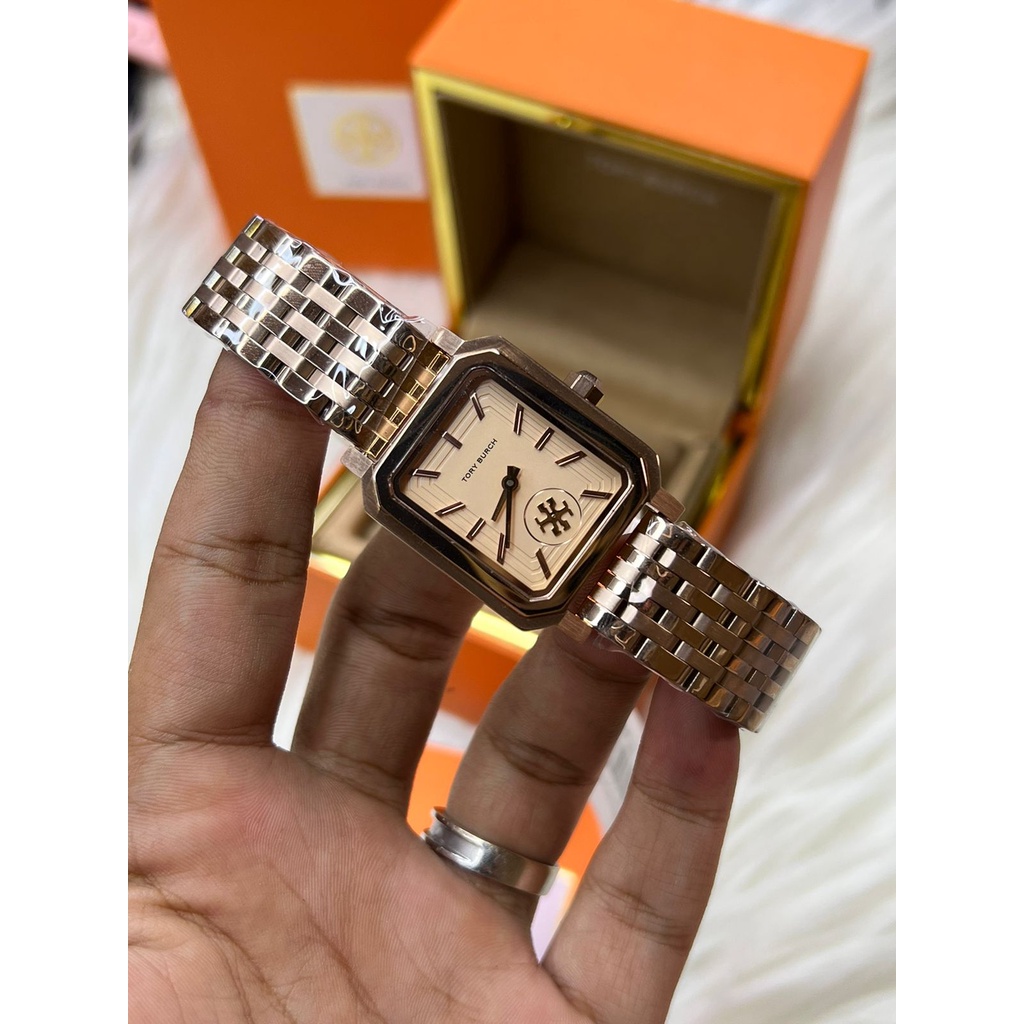 Promo Jam Tangan Wanita Jam Tangan Lady Tory burch Robinson Stainless Gold Eosegold Box Original Jam