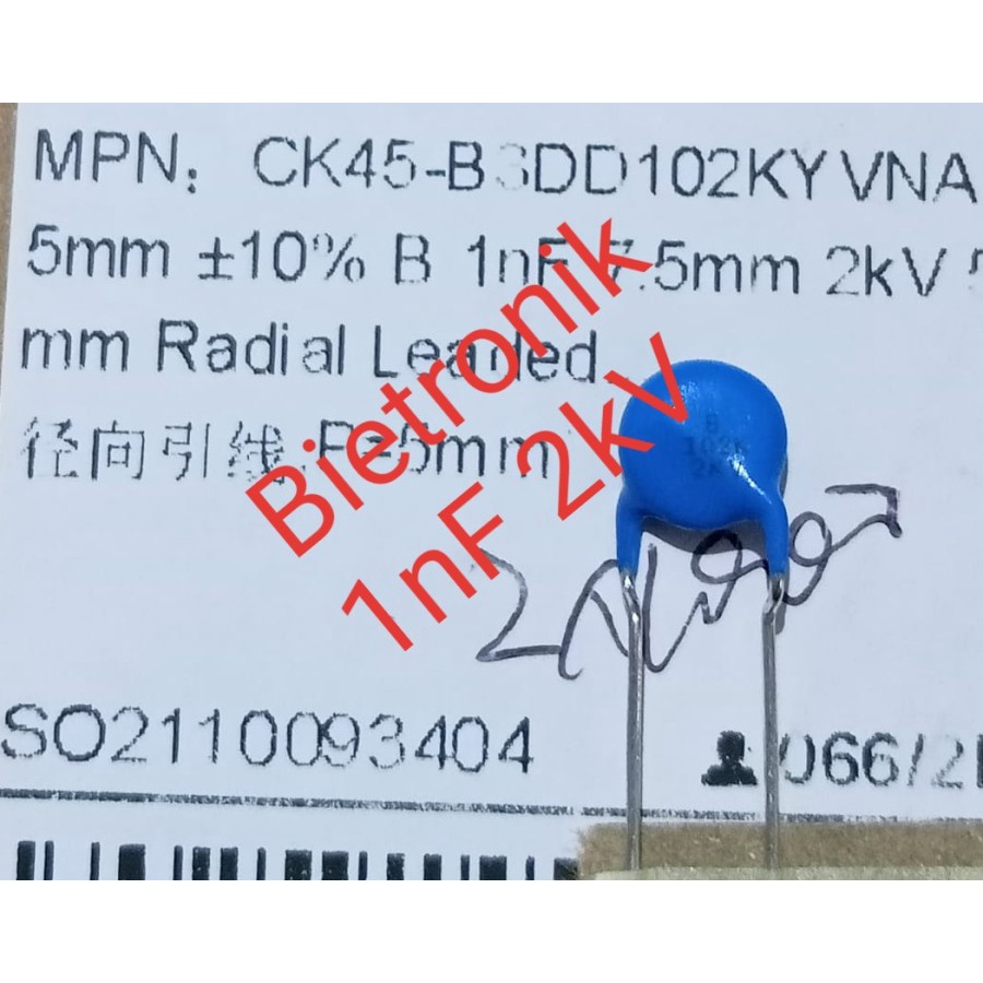 Kapasitor 1nF 102 2kV Original Epcos TDK