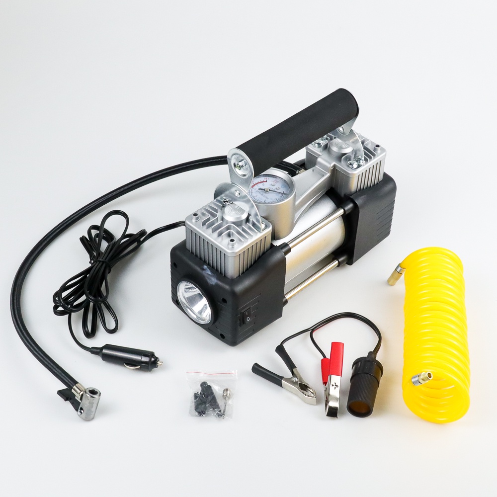 Pompa Ban Portable Bus/Truk Compressor Double Cylinder 12V 100 PSI - DC-A105 - OMRSE7BK Black
