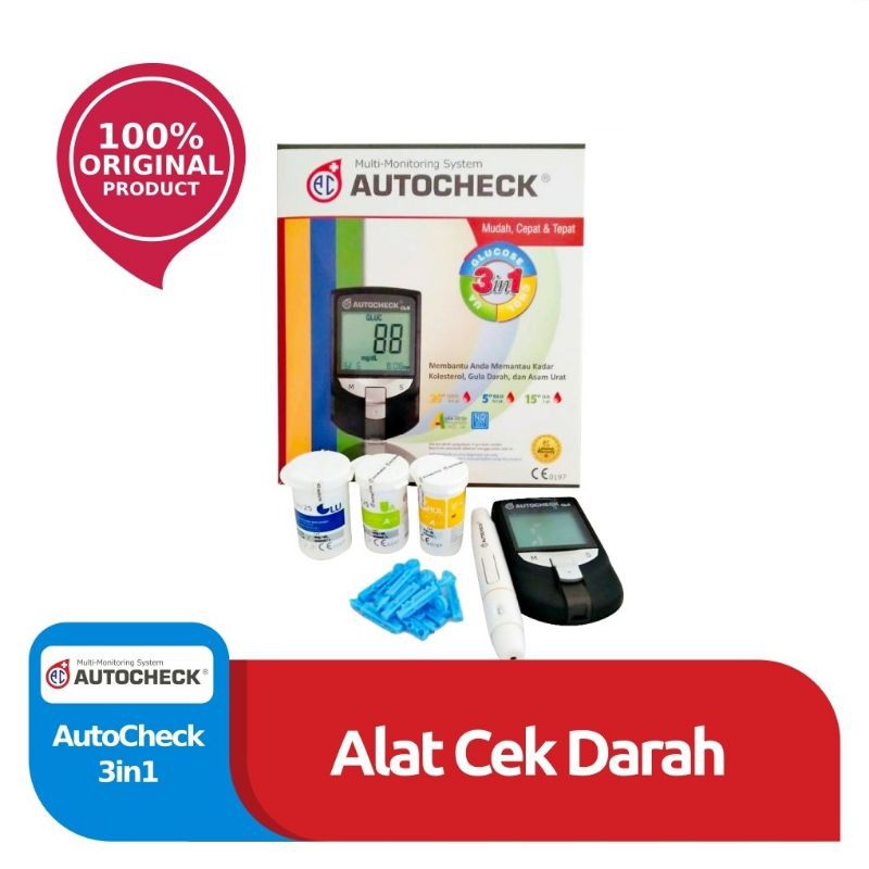 Autocheck 3 in 1 Alat Tes Gula Darah Asam Urat Kolesterol