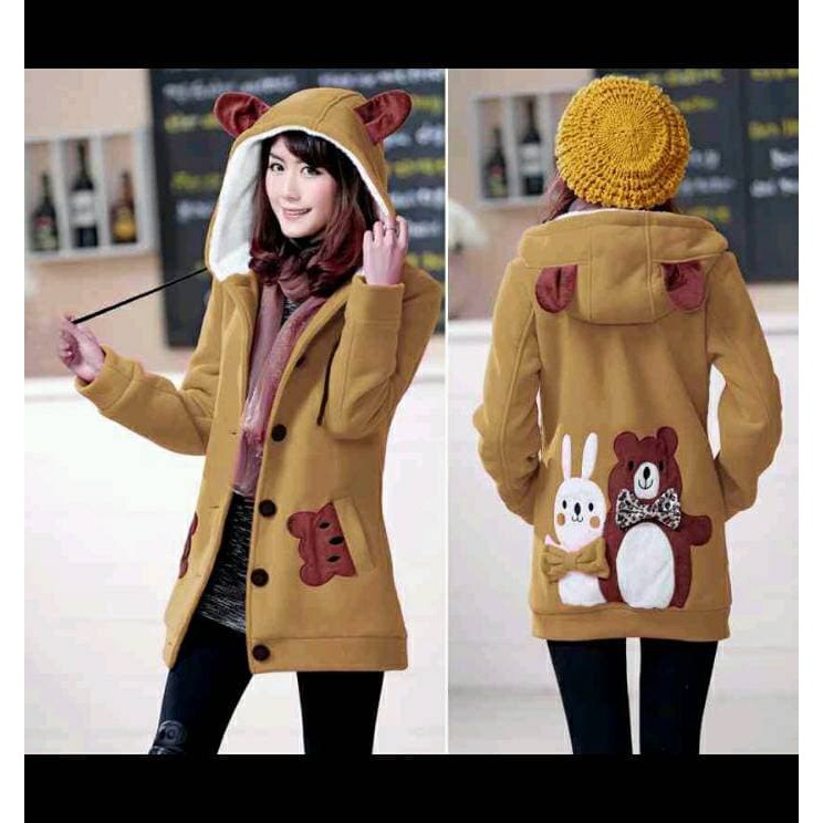 [READY STOK] Jaket Funny Bear & Rabbit Brown my trend Hijrah Store