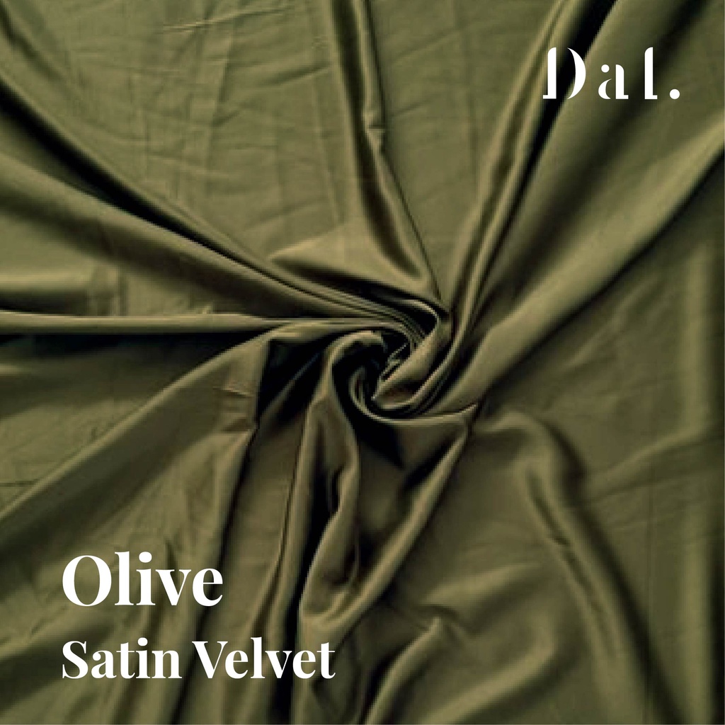 1/2 meter kain bahan satin velvet premium warna olive olif olife quality sateen saten kualitas super furing puring bagus murah gamis dress gaun pesta hijab seragam jahit bridesmaid