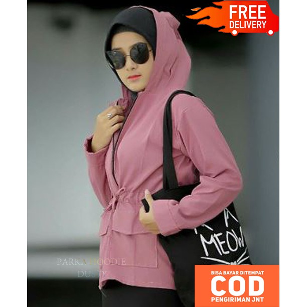 Jaket Parka Hoodie Wanita - Jaket Semi Parka Wanita - Jaket Parka - Jaket Bomber (COD)-4