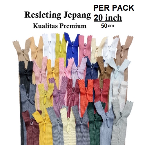 Resleting Jepang Premium SJ/YEE/Lip/Amco 50 cm Per Pack (10 Lusin) Invisible Zipper Resleting Pakaian Butik Gamis Dress