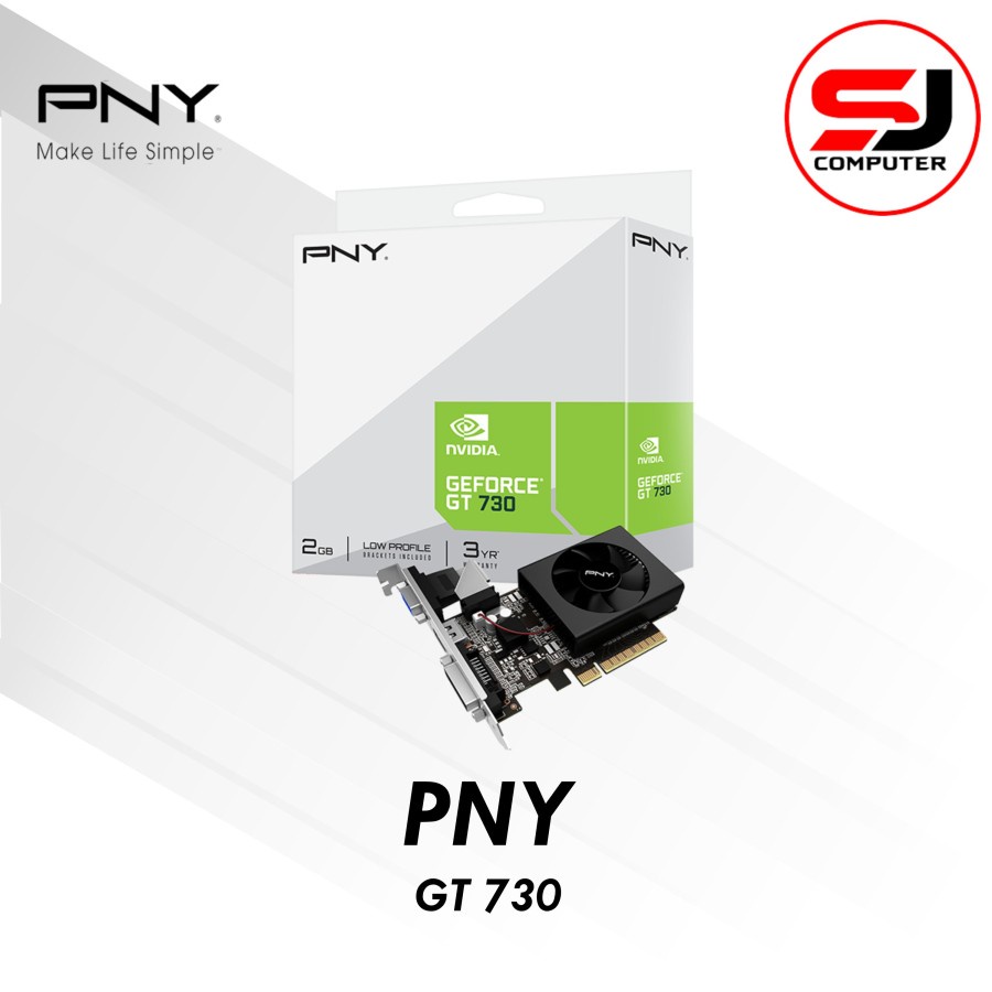 VGA PNY GT 730 2GB Single Fan GeForce GT730 Low Profile Resmi Original