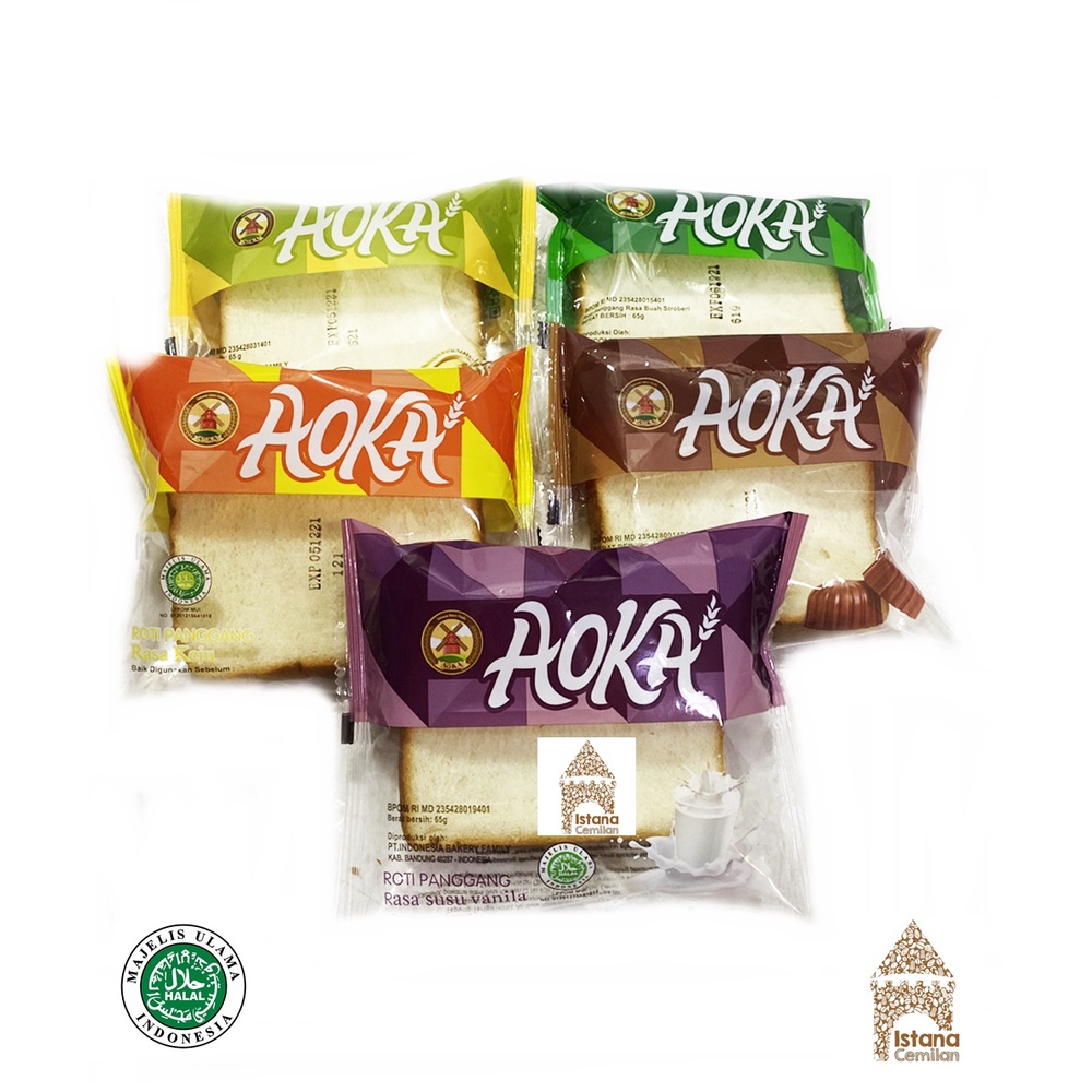 AOKA Roti Panggang / Gulung Cokelat / Keju / Durian 65 Gram / Donat Sari Wangi