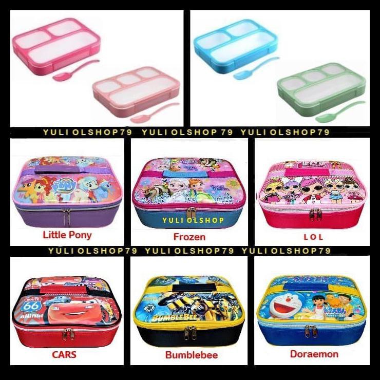 Tempat Kotak Bekal I Tempat Kotak Makan I Lunch Box I Tas Tempat Bekal - Frozen