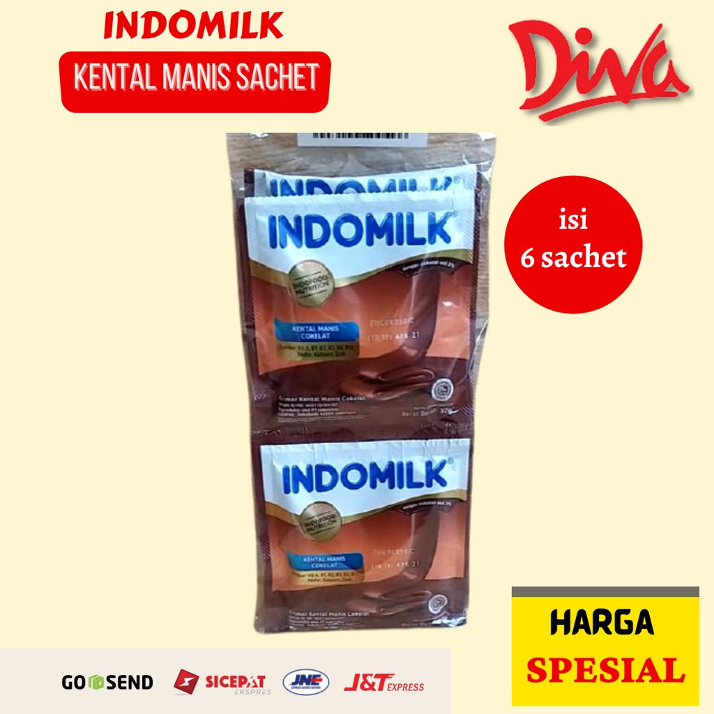 

[6 pcs] Susu kental Manis Sachet Renteng / Indomilk Coklat Sachet