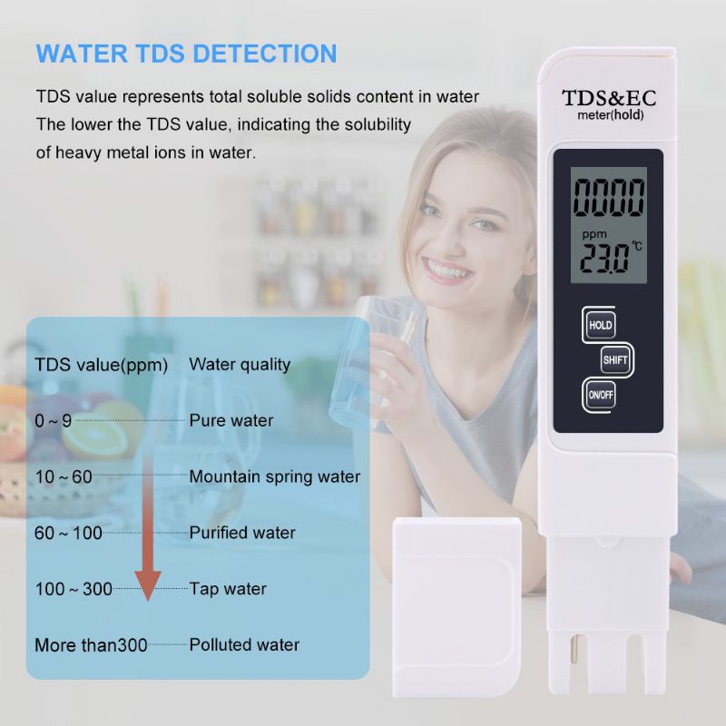 TDS &amp; EC METER ALAT UKUR PPM AIR DAN NUTRISI HIDROPONIK