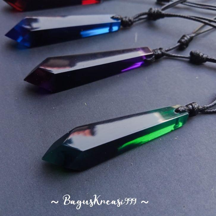 Menarik Kalung Pria Wanita Viral Resin Black Green Purple Blue Red Royal